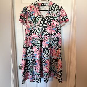 Floral Pink and Blue  Dress